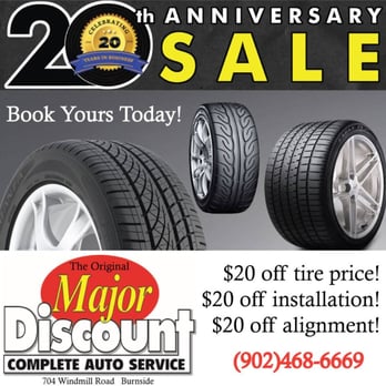 Major Discount Complete Auto Service - The celebration sale continues at Major Discount. Get your summer tires on now and save! #tirechange #halifaxtires #saveontires - Auto Repair Near Me - Halifax, Nova Scotia Major Discount Complete Auto Service - The celebration sale continues at Major Discount. Get your summer tires on now and save! #tirechange #halifaxtires #saveontires - Auto Repair Near Me - Halifax, Nova Scotia