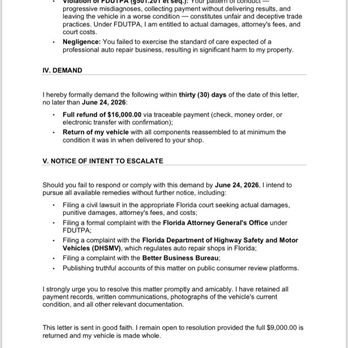 The Shop LAG - Letter of Demand - Auto Repair Near Me - Melbourne, Florida