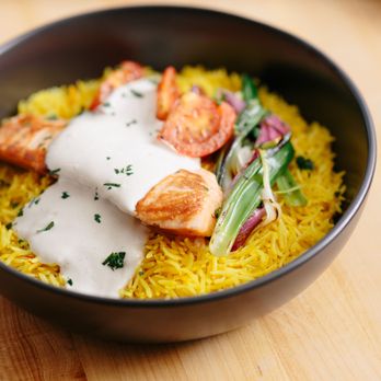 Pomella - Grilled Salmon with Yogurt-Tahini Sauce - Middle Eastern Near Me - Oakland, California Pomella - Grilled Salmon with Yogurt-Tahini Sauce - Middle Eastern Near Me - Oakland, California