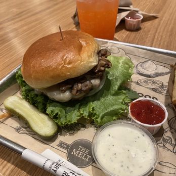 The Melt - SWISS & SHROOM MELTBURGER STRAWBERRY LEMONADE - Burgers Near Me - Sacramento, California The Melt - SWISS & SHROOM MELTBURGER STRAWBERRY LEMONADE - Burgers Near Me - Sacramento, California