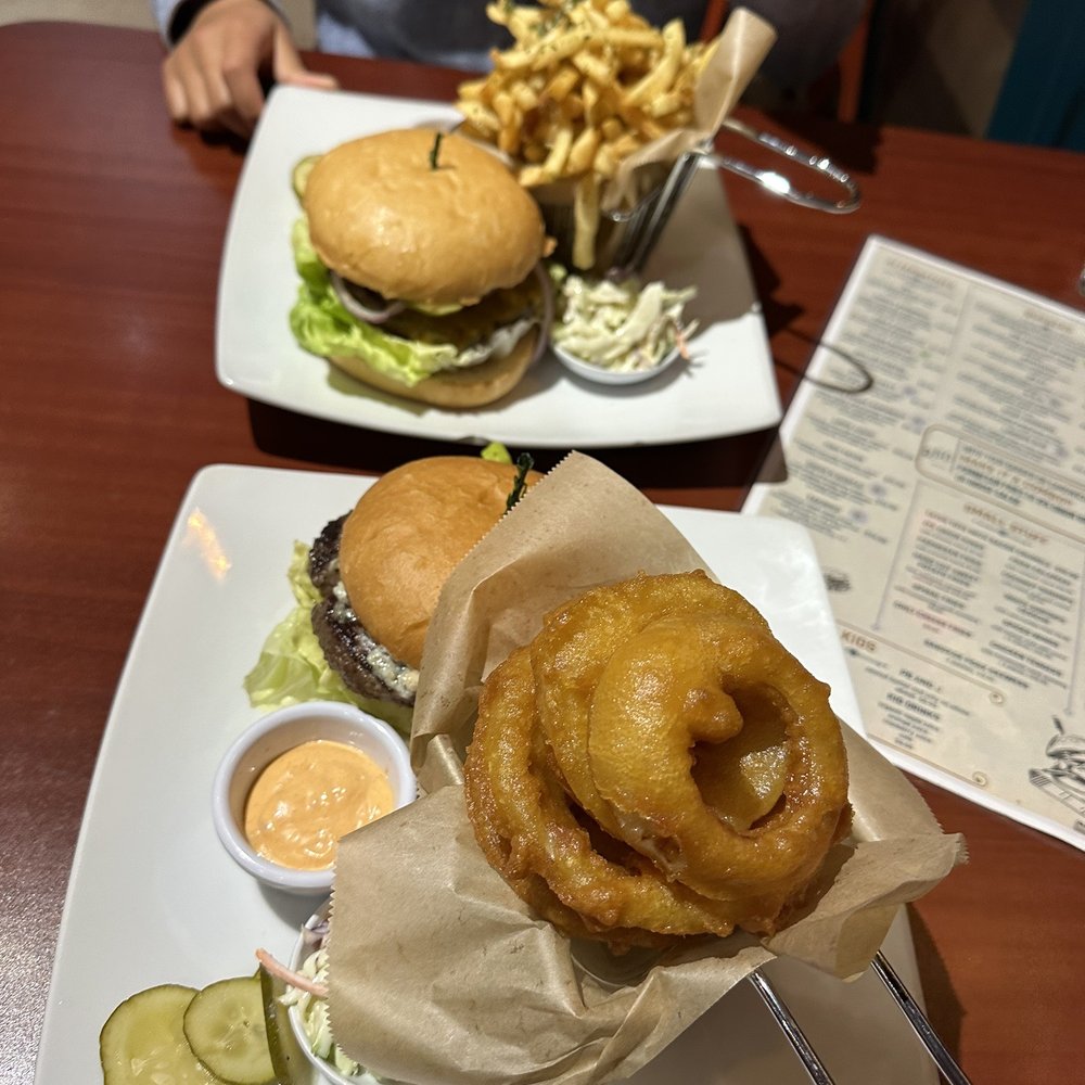 The Bureau 510 - BBB with onion rings and No 27 with cold fries. - Burgers Near Me - Alameda, California The Bureau 510 - BBB with onion rings and No 27 with cold fries. - Burgers Near Me - Alameda, California