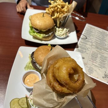 The Bureau 510 - BBB with onion rings and No 27 with cold fries. - Burgers Near Me - Alameda, California The Bureau 510 - BBB with onion rings and No 27 with cold fries. - Burgers Near Me - Alameda, California