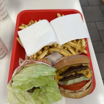In-N-Out Burger - Double-double regular and protein style with fries - Fast Food Near Me - Oxnard, California