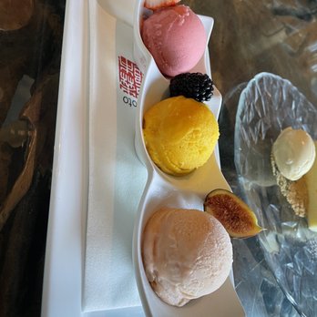 Morimoto Napa - Sorbets (Strawberry-lychee, Mango-yuzu, Guava-pineapple) - Japanese Near Me - Napa, California Morimoto Napa - Sorbets (Strawberry-lychee, Mango-yuzu, Guava-pineapple) - Japanese Near Me - Napa, California