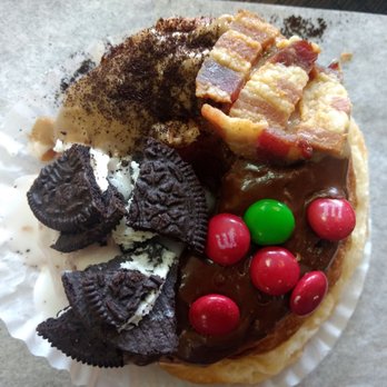 Golden Donuts - Ultimate Croissant Donut: Caramel Express, Maple Bacon, Oreo Angel, Chocolate M & M - Donuts Near Me - Elk Grove, California Golden Donuts - Ultimate Croissant Donut: Caramel Express, Maple Bacon, Oreo Angel, Chocolate M & M - Donuts Near Me - Elk Grove, California