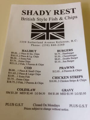 Menu photo 5 British Fish & Chips-Shady Rest Kelowna, BC Menu photo 5 British Fish & Chips-Shady Rest Kelowna, BC