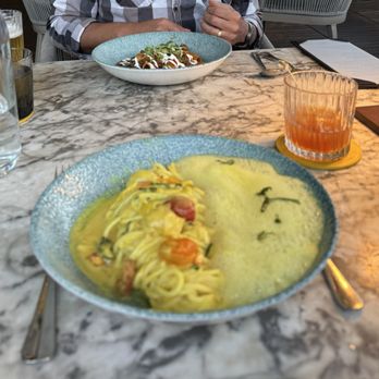 Lemon Grove - Lemon pasta and short rib pasta + old fashion mocktail - Cocktail Bars Near Me - Los Angeles, California