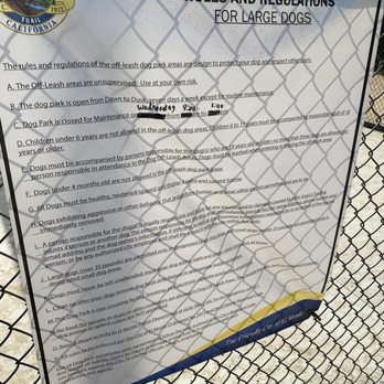 Fletcher “Fetch” Dog Park - Sign for dog park (LARGE DOG SIDE) - 11/20/2020 - Dog Parks Near Me - El Monte, California