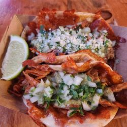 Chilaquiles taco and street delux taco