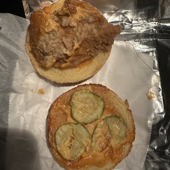 KFC - The most pitiful, tiny Spicy Chicken Sandwich I've ever seen. More buns than chicken! This is a quality control issue. - Fast Food Near Me - San Rafael, California KFC - The most pitiful, tiny Spicy Chicken Sandwich I've ever seen. More buns than chicken! This is a quality control issue. - Fast Food Near Me - San Rafael, California