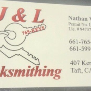 J & L Locksmithing - Nathan's business card - Keys & Locksmiths Near Me - Taft, California J & L Locksmithing - Nathan's business card - Keys & Locksmiths Near Me - Taft, California