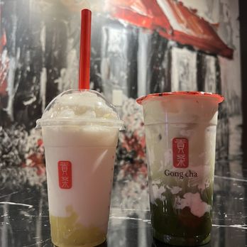 Gong Cha - Coconut Smoothie and Matcha Marble Latte - Bubble Tea Near Me - Ellicott City, Maryland