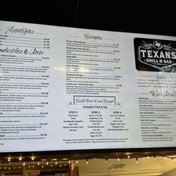Texans Grill N Bar - Menu