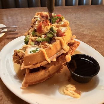Huckleberry's - Stacked Chicken & Waffles - Breakfast & Brunch Near Me - Fairfield, California Huckleberry's - Stacked Chicken & Waffles - Breakfast & Brunch Near Me - Fairfield, California