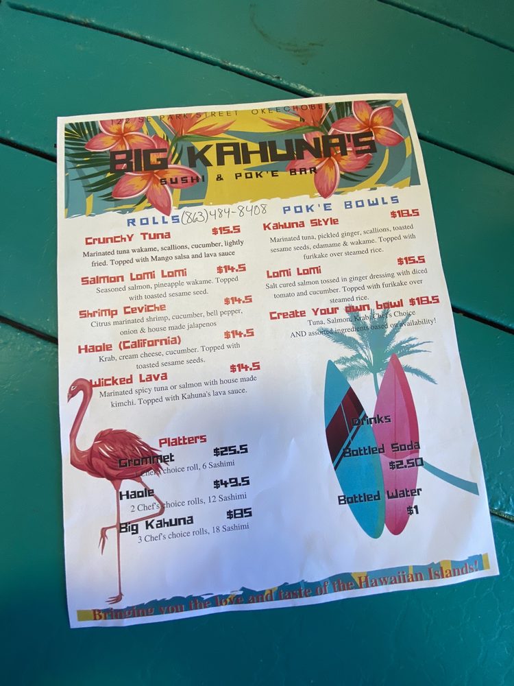 BIG KAHUNA’S SUSHI BAR Updated August 2024 122 SE Park St
