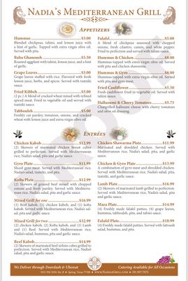 Menu photo 1 Nadia's Mediterranean Grill Spring, TX
