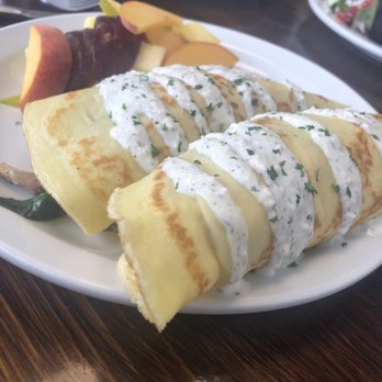 Crème Cafe - Mediterranean Crepe with Chicken added. - Caterers Near Me - Reno, Nevada Crème Cafe - Mediterranean Crepe with Chicken added. - Caterers Near Me - Reno, Nevada