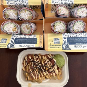 Sushirrito - 4 Sumo Crunch & 1 lava nachos - Sushi Bars Near Me - Palo Alto, California
