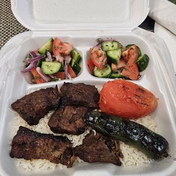 Go Smoke Wagon - Beef Shish Kebab Plate with extra Shirazi - Food Trucks Near Me - North Hollywood , California