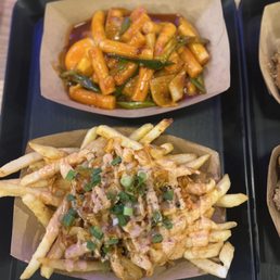 Tteokbokki and Kim chi fries Tteokbokki and Kim chi fries