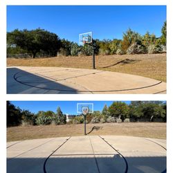 My Backyard Sports - Austin - Residential driveway basketball line painting featuring the key, free throw, and 3-point lines.