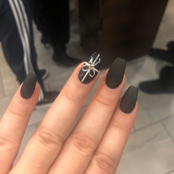 Lush Lacquer Nail Bar - Black coffin nails with Xmas design - Waxing Near Me - East Norriton, Pennsylvania Lush Lacquer Nail Bar - Black coffin nails with Xmas design - Waxing Near Me - East Norriton, Pennsylvania