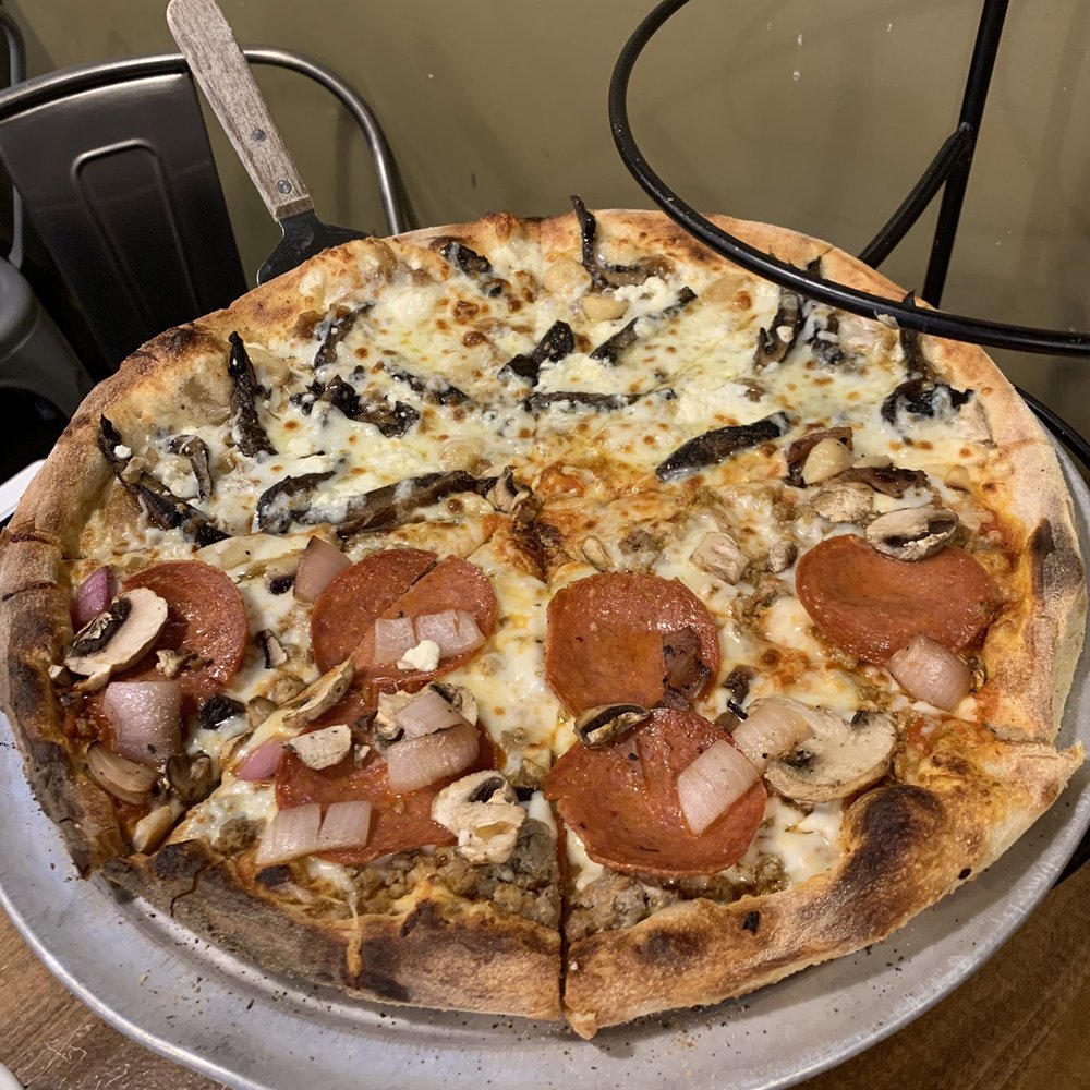 Slice Pizza & Brew - Half old school / half white shadow AMAZING!!!! - Pizza Near Me - Birmingham, Alabama Slice Pizza & Brew - Half old school / half white shadow AMAZING!!!! - Pizza Near Me - Birmingham, Alabama