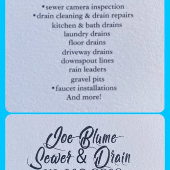 Joe Blume Sewer and Drain - A menu of SOME of services that we offer... - Plumbing Near Me - Hampton, Pennsylvania Joe Blume Sewer and Drain - A menu of SOME of services that we offer... - Plumbing Near Me - Hampton, Pennsylvania