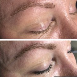 Lash and brow tint, before and after