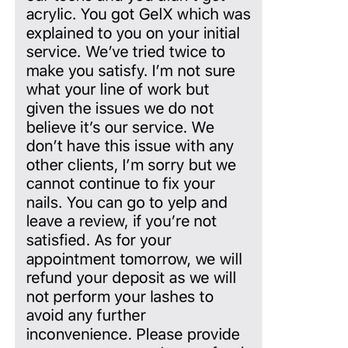 Chic Nails & Lashes - Texts with the owner offering no solution - Nail Salons Near Me - Los Angeles, California Chic Nails & Lashes - Texts with the owner offering no solution - Nail Salons Near Me - Los Angeles, California