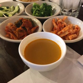 Chin Hills - Banchan and chick pea soup! - Korean Near Me - Kenmore, New York