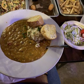 Screaming Goat Yard & Tap - Crawfish etouffee with side salad - Coffee & Tea Near Me - Spring Branch, Texas