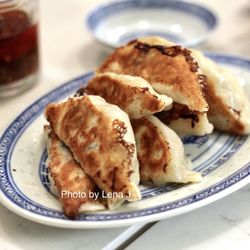 Pan-Fried Pork & Chives Dumplings ($10.95) - homestyle dumplings
