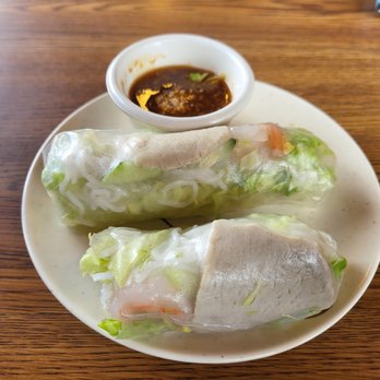 Thai House Bistro - This is a fresh spring roll made of rice paper, vegies, shrimp and pork - Thai Near Me - Lexington, North Carolina Thai House Bistro - This is a fresh spring roll made of rice paper, vegies, shrimp and pork - Thai Near Me - Lexington, North Carolina