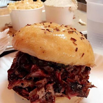 Hometown Bar-B-Que - Absolutely delicious brisket sandwich. Look at that brioche bun! - Barbeque Near Me - Brooklyn, New York