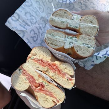 H&H Bagels - smoked salmon and spicy scallion cream cheese - Coffee & Tea Near Me - Pinecrest, Florida