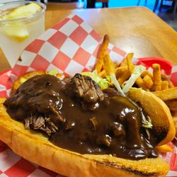 Art Of Roux - Debris po'boy and fries.
