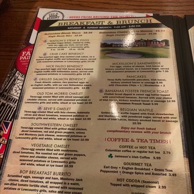 Menu photo 5 British Open Pub Hilton Head, SC