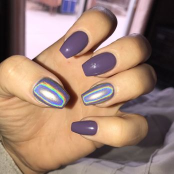 Avanti Salon - My expertly shaped coffin nails. Purple with hologram accents. Love! - Hair Salons Near Me - Sparks, Nevada