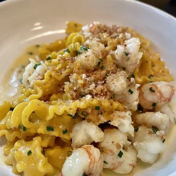Principe - Rock shrimp mafaldine with sugo bianco - Seafood Near Me - New York, New York Principe - Rock shrimp mafaldine with sugo bianco - Seafood Near Me - New York, New York