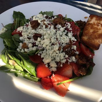 Perfect Pear Bistro - Field of greens strawberry salad with the added salmon - New American Near Me - Tempe, Arizona