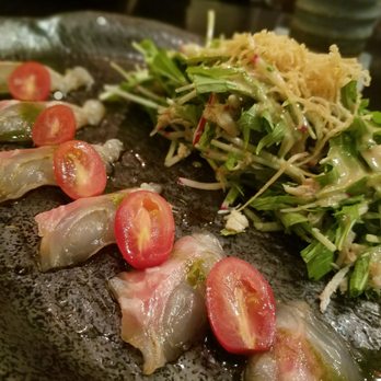 Kinjiro - Japanese red snapper Sashimi with blue crab salad. $28 - Izakaya Near Me - Los Angeles, California