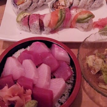 Sushi Yama - Chirashi, Yellowtail and Tuna with Rainbow Roll and Green Bay Roll - Japanese Near Me - Vienna, Virginia Sushi Yama - Chirashi, Yellowtail and Tuna with Rainbow Roll and Green Bay Roll - Japanese Near Me - Vienna, Virginia