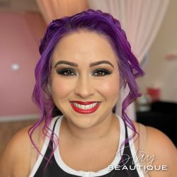 Slay Beautique - Makeup and Hair. Smokey eyes and red lips.
