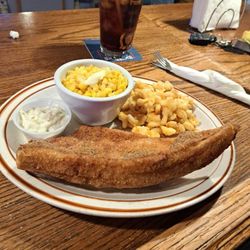 Jump River Bears Den - Catfish fillet, corn and homemade Mac and cheese.