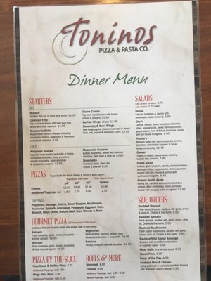 Menu photo 2 Toninos Pizza & Pasta Malvern, PA Menu photo 2 Toninos Pizza & Pasta Malvern, PA