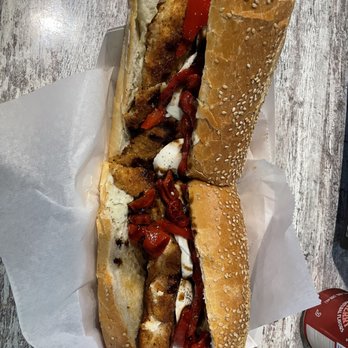SeaSide Subs - This is The Boardwalk, chicken cutlet, fresh mozzarella, basil pesto mayo, roasted red peppers, balsamic glaze. - Sandwiches Near Me - Deerfield Beach, Florida SeaSide Subs - This is The Boardwalk, chicken cutlet, fresh mozzarella, basil pesto mayo, roasted red peppers, balsamic glaze. - Sandwiches Near Me - Deerfield Beach, Florida