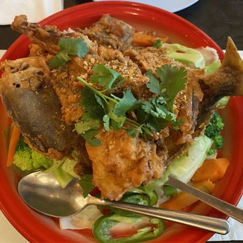 Praya Thai - Pompano Fish (Whole) was delicately cooked - Thai Near Me - Las Vegas, Nevada Praya Thai - Pompano Fish (Whole) was delicately cooked - Thai Near Me - Las Vegas, Nevada