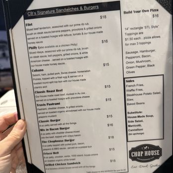 CB's Chop House - Menu - Sports Bars Near Me - Fenton, Missouri