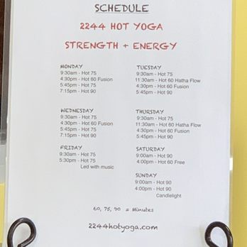 2244 Hot Yoga - Class schedule as of 02-17-19 - Yoga Near Me - Rochester Hills, Michigan